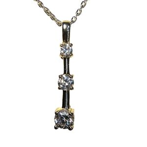 Sterling Silver and Clear CZ 3-Stone Journey Pendant Necklace